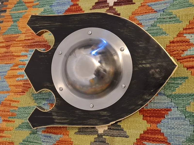 The shaped buckler turned on its side