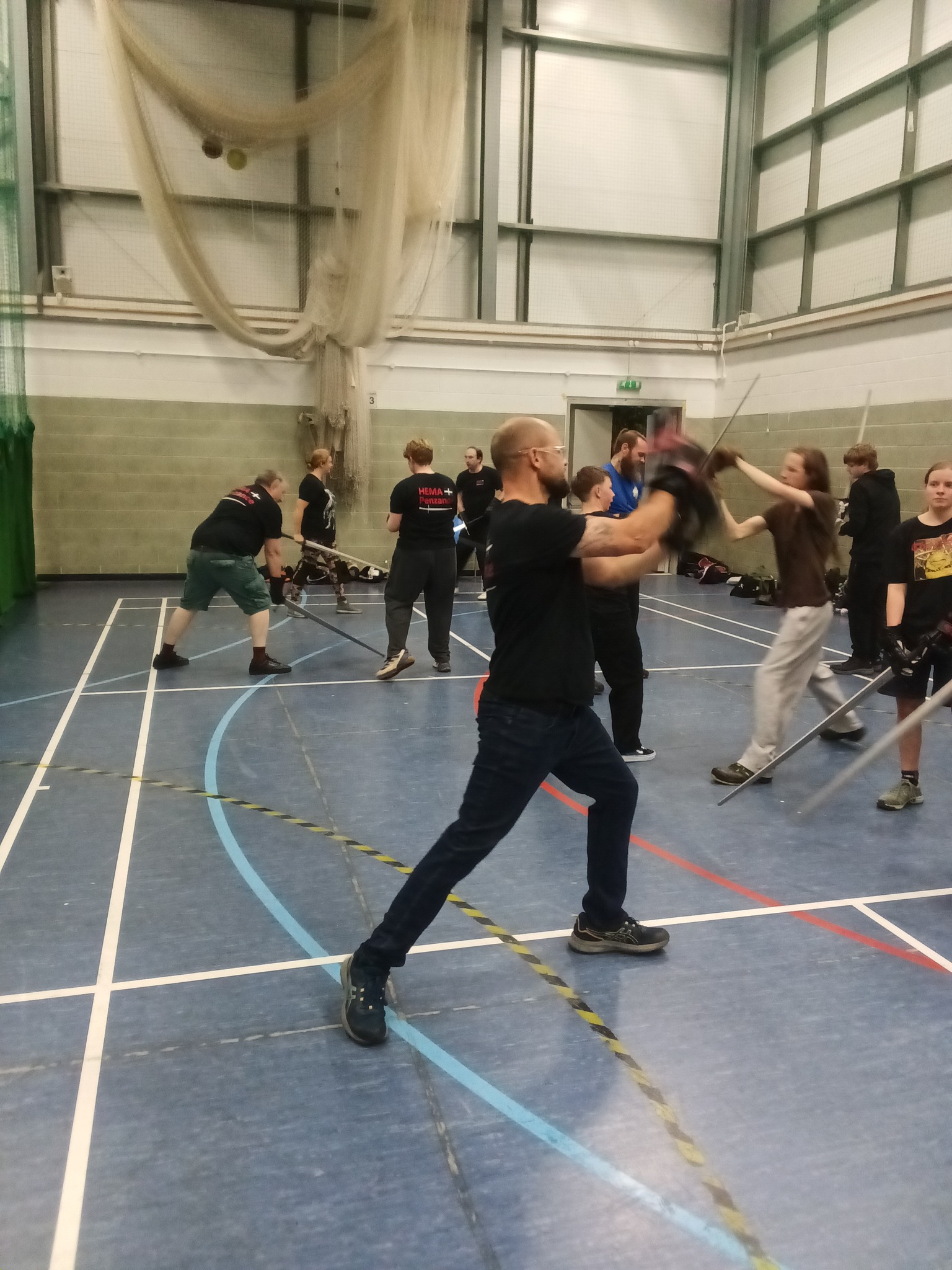 Longsword paired drills at Penzance Leisure Centre